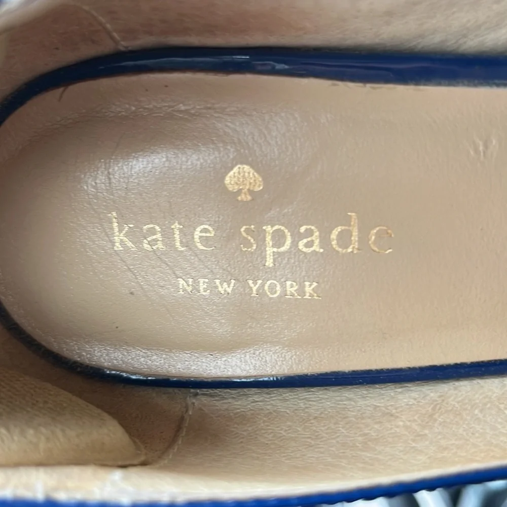 Kate spade royal blue patent peep toe wedge pump sz 9.5M - Picture 10 of 14